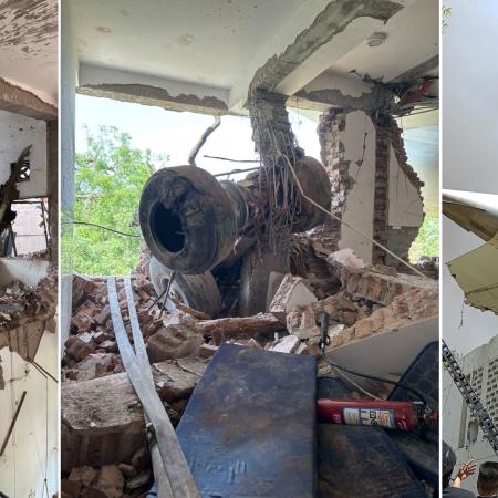 Snímky po pádu letadla Air India