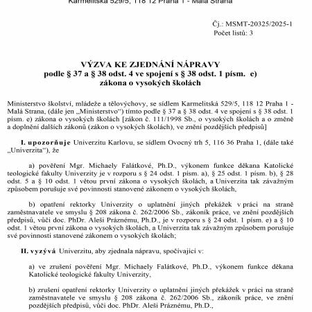 Výzva MŠ ke sjednání nápravy - str. 1