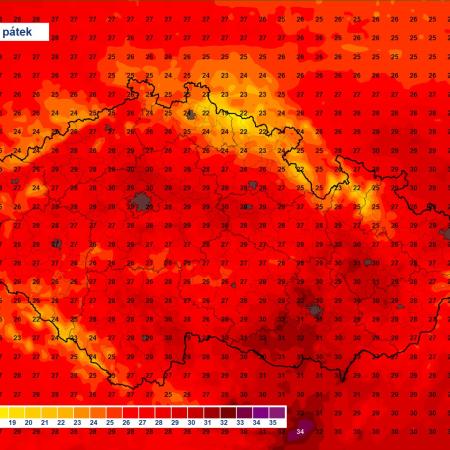 Mapa veder podle českého hydrometeorologického ústavu