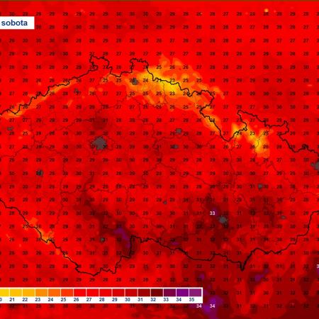 Mapa veder podle českého hydrometeorologického ústavu
