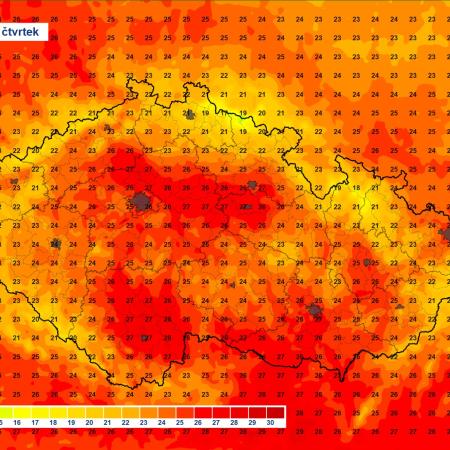 Mapa veder podle českého hydrometeorologického ústavu