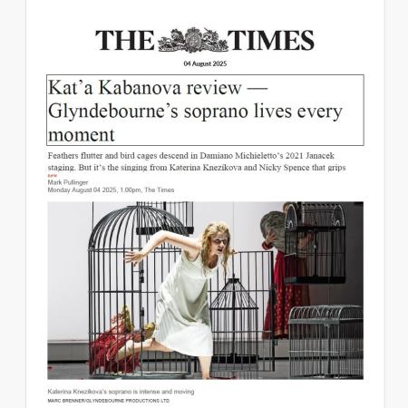 Kritiky světových médií potvrzují úspěch české sopranistky