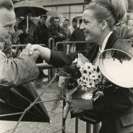 Gymnastka Věra Čáslavská, návrat z mistrovství Evropy v Amsterodamu, 1967