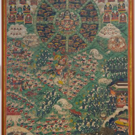Mytická říše Šambhala, Tibet, počátek 19. století, barvy na plátně