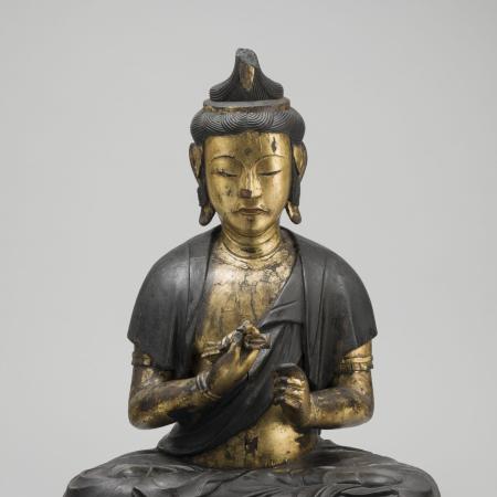 Sedící bódhisattva Kongósatta s vadžrou, Japonsko, 17. století