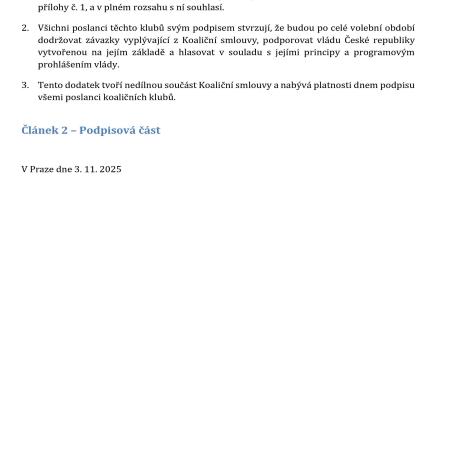 Koaliční smlouva mezi ANO, SPD a Motoristy