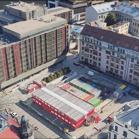 3D pohled na piazzettu před hotelem Fairmont