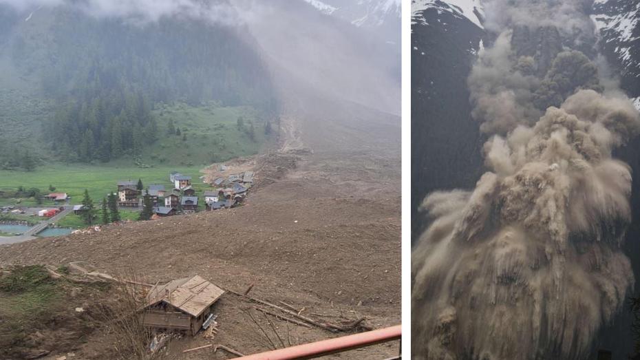 Zasypaná obec Blatten ve švýcarském kantonu Valais