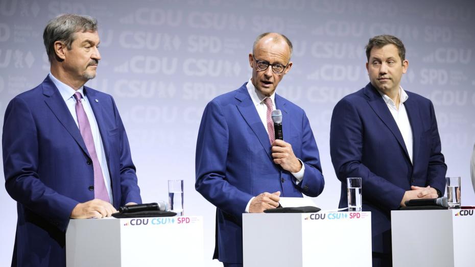Německá vláda - Markus Seder (zleva), Friedrich Merz Lars Klingbeil