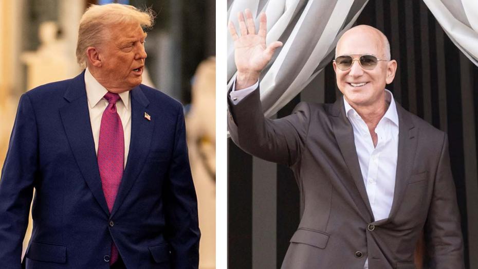 Donald Trump (vlevo) a Jeff Bezos