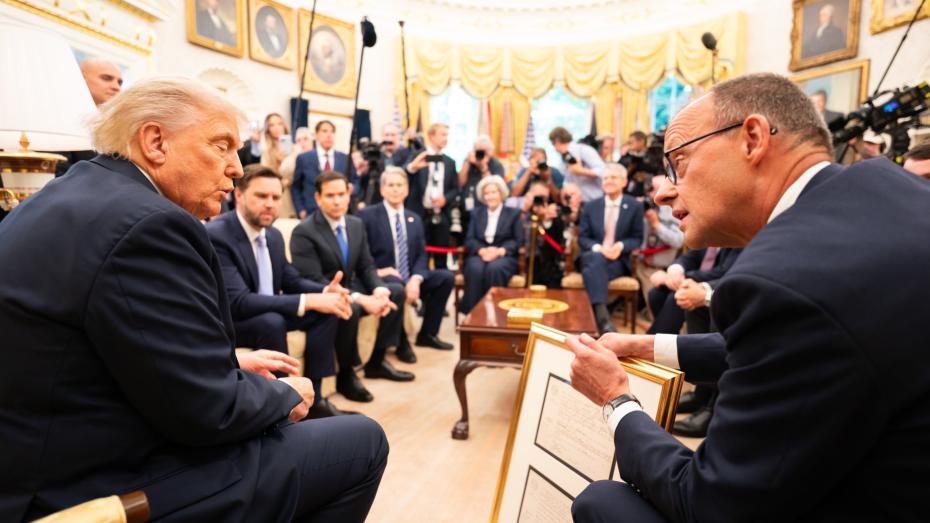 Setkání Donalda Trumpa s kancléřem Merzem