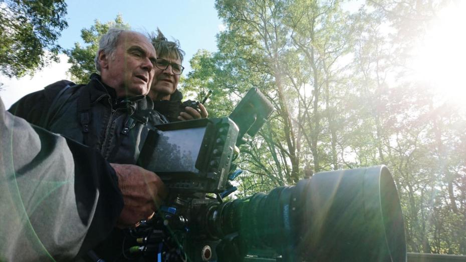 Vladimír Smutný s Janem Svěrákem při natáčení filmu Po strništi bos.
