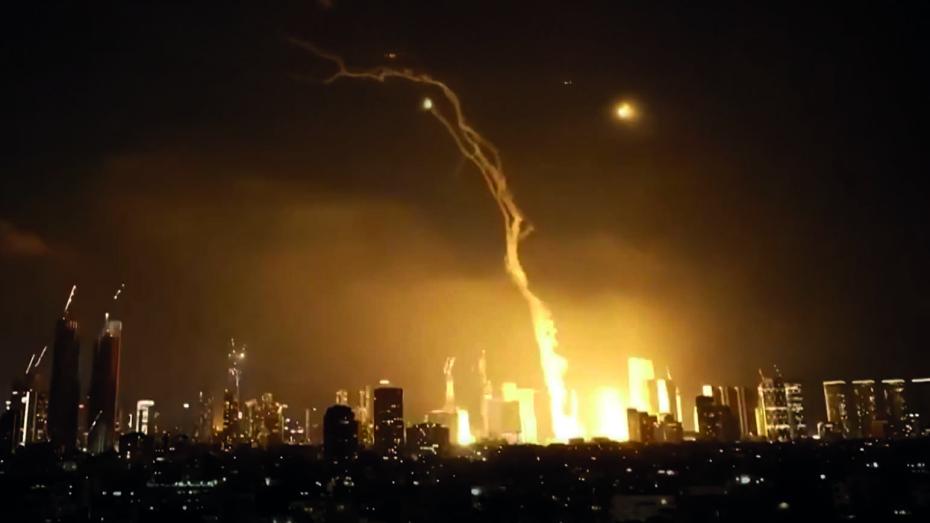 Záběr útoku na Tel Aviv