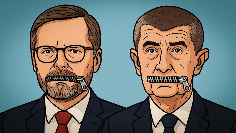 Ilustrační grafika - Petr Fiala a Andrej Babiš