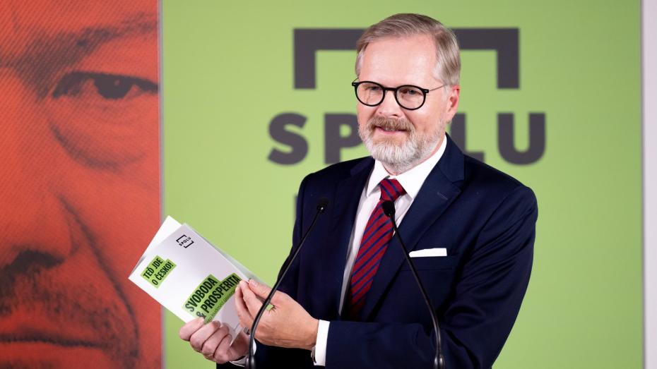 Premiér Petr Fiala (ODS) při představování programu.