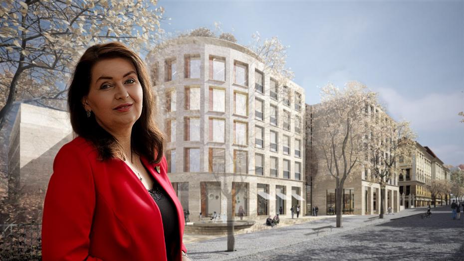 Rektorka Univerzity Karlovy Milena Králíčková a vizualizace Biocentra na Albertově
