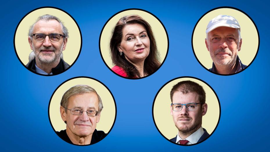 ilustrační koláž - zleva nahoře František Zahálka, Milena Králíčková, Martin Mihaljevič, Jiří Zima a Ladislav Krištoufek