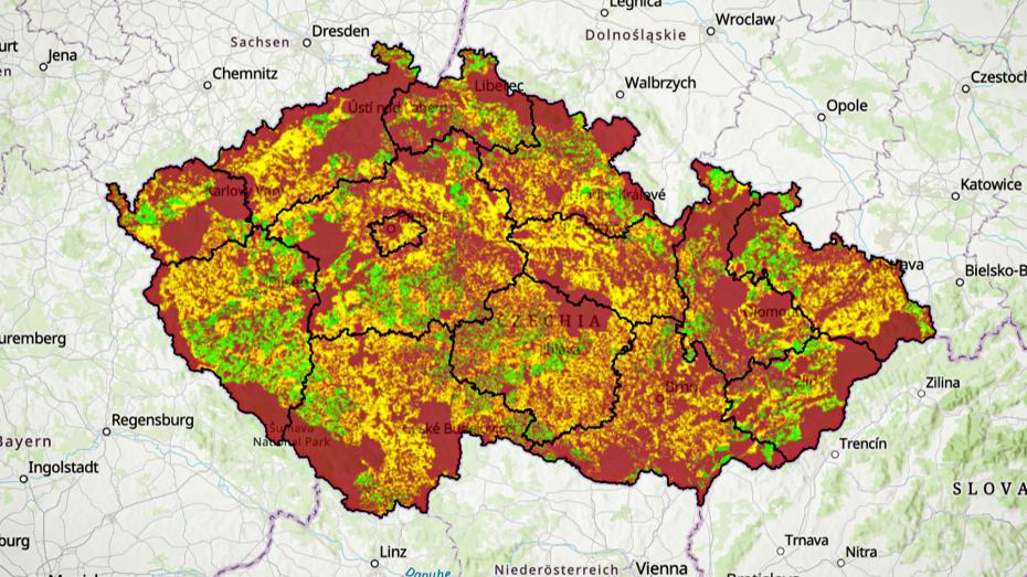 Mapa limitů veřejných zájmů pro FVE