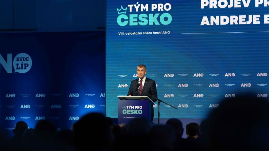 Premiér Andrej Babiš během svého projevu na sněmu hnutí ANO