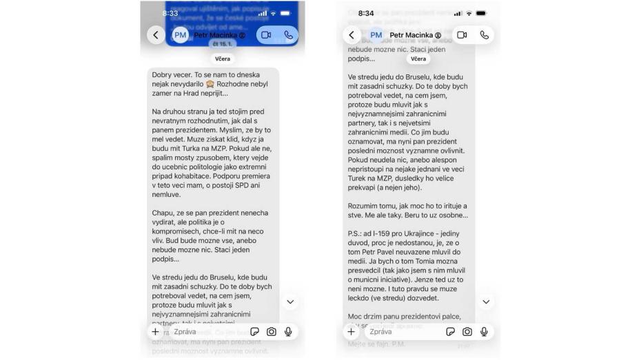 Konverzace Petra Macinky s prezidentem Petrem Pavlem