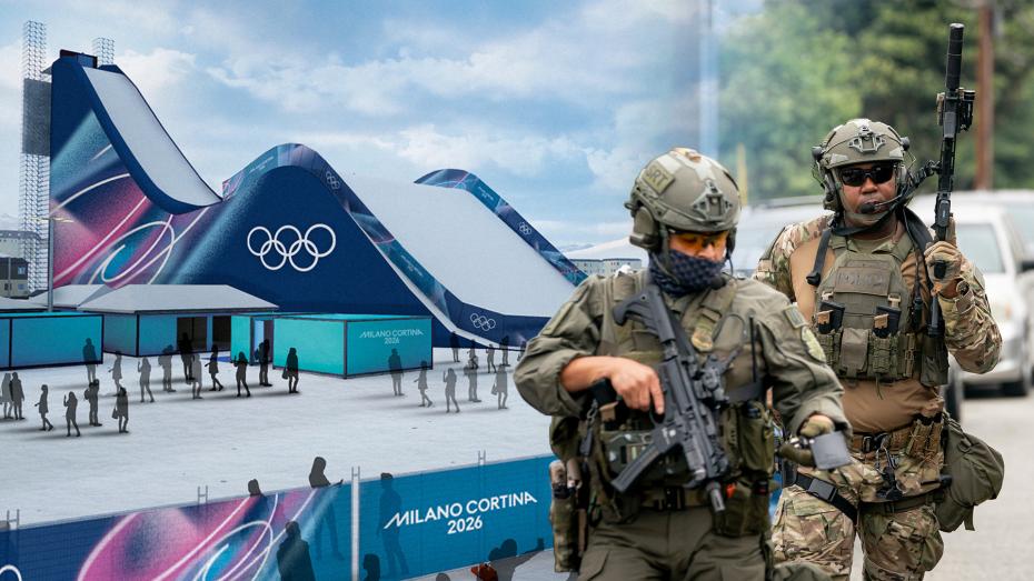 ilustrační koláž - Olympiáda v Miláně a příslušníci ICE