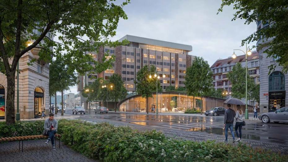 Vizualizace piazzetty před hotelem Fairmont