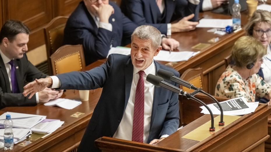 Premiér Andrej Babiš (ANO) na schůzi Sněmovny, kde jeho vláda žádala o důvěru