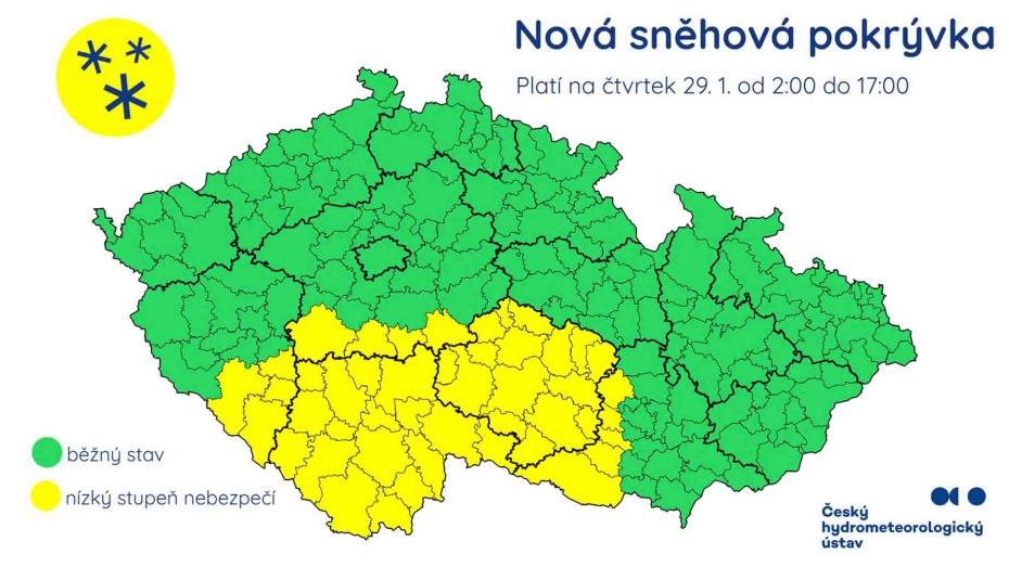 Výstraha ČHMÚ před novou sněhovou pokrývkou