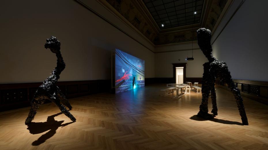 Pohled do expozice Saheje Rahala Beyond the City of Time v Galerii Rudolfinum