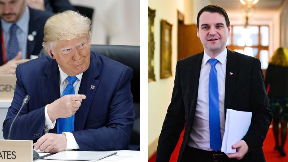 ilustrační koláž - Donald Trump a Petr Macinka