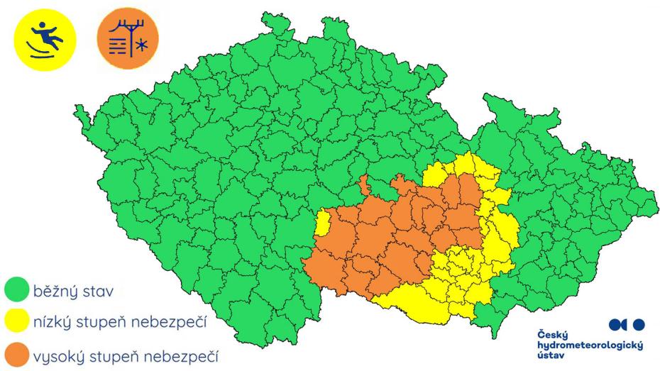 Výstraha ČHMÚ před ledovkou a námrazou