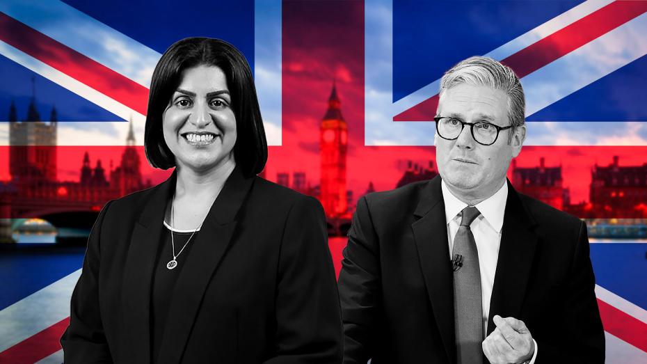 ilustrační koláž - Shabana Mahmood a Keir Starmer