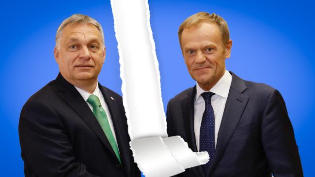 Maďarský premiér Viktor Orbán (vlevo) a polský předseda vlády Donald Tusk