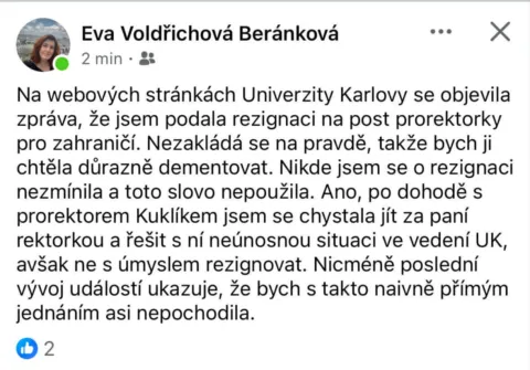 Vyjádření Evy Voldřichové Beránkové