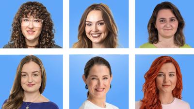 Zleva Julie Smejkalová (STAN), Anežka Nedomová (STAN), Ester Weimerová (STAN), Lucie Bartošová (SPOLU), Gabriela Svárovská (Zelení) a Katerina Demetrashvili (Piráti)