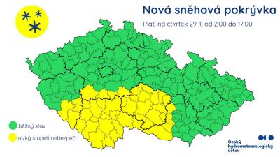 Výstraha ČHMÚ před novou sněhovou pokrývkou
